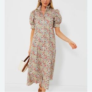 TUCKERNUCK Hyacinth House Floral Louisa Dress Size XL Short Sleeve Puff Cotton